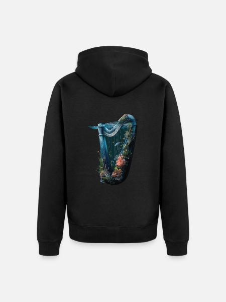 Fisch Harfe - Unisex Premium Bio Zip Hoodie - Schwarz