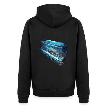 Fish Piano - Unisex Premium Organic Zip Hoodie - black - Back - Nico (187cm)