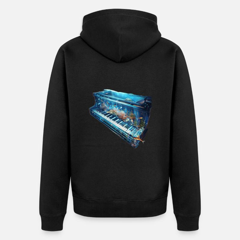 Piano Poisson - Veste à capuche bio Premium Unisexe - noir