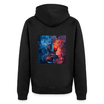 Violine - Unisex Premium Bio Zip Hoodie - Schwarz - Hinten - Nico (187cm)