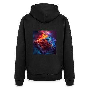 Akkordeon - Unisex Premium Bio Zip Hoodie - Schwarz - Hinten - Nico (187cm)