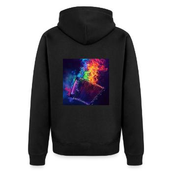 Akkordeon - Unisex Premium Bio Zip Hoodie - Schwarz - Hinten - Nico (187cm)