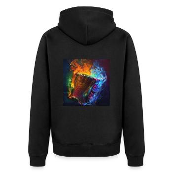 Akkordeon - Unisex Premium Bio Zip Hoodie - Schwarz - Hinten - Nico (187cm)
