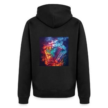 Akkordeon - Unisex Premium Bio Zip Hoodie - Schwarz - Hinten - Nico (187cm)