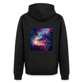 Percussion - Unisex Premium Organic Zip Hoodie - black - Back - Nico (187cm)