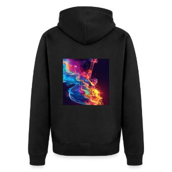 Gitarre - Unisex Premium Bio Zip Hoodie - Schwarz - Hinten - Nico (187cm)