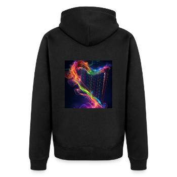 Harfe - Unisex Premium Bio Zip Hoodie - Schwarz - Hinten - Nico (187cm)