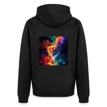 Harfe - Unisex Premium Bio Zip Hoodie - Schwarz - Hinten - Nico (187cm)