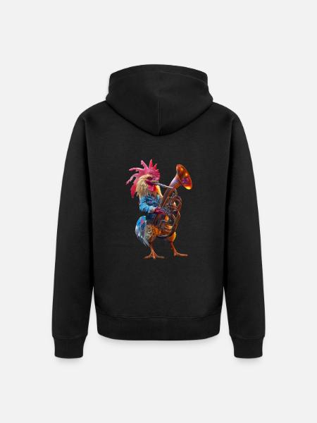 Hahn Tuba - Unisex Premium Bio Zip Hoodie - Schwarz