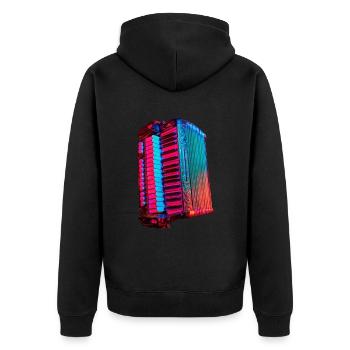 Akkordeon - Unisex Premium Bio Zip Hoodie - Schwarz - Hinten - Nico (187cm)