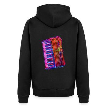 Akkordeon - Unisex Premium Bio Zip Hoodie - Schwarz - Hinten - Nico (187cm)
