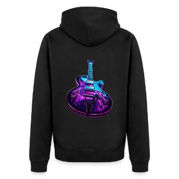 Gitarre - Unisex Premium Bio Zip Hoodie - Schwarz - Hinten - Nico (187cm)