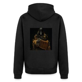 Akkordeon - Unisex Premium Bio Zip Hoodie - Schwarz - Hinten - Nico (187cm)