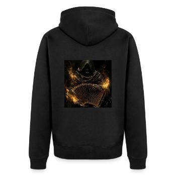 Akkordeon - Unisex Premium Bio Zip Hoodie - Schwarz - Hinten - Nico (187cm)