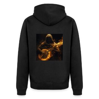 Banjo - Unisex Premium Bio Zip Hoodie - Schwarz - Hinten - Nico (187cm)
