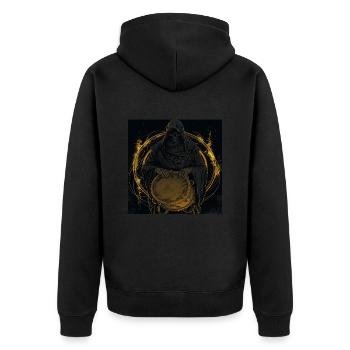 Schlagzeug - Unisex Premium Bio Zip Hoodie - Schwarz - Hinten - Nico (187cm)