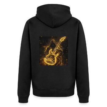 Gitarre - Unisex Premium Bio Zip Hoodie - Schwarz - Hinten - Nico (187cm)