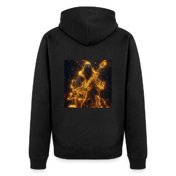 Gitarre - Unisex Premium Bio Zip Hoodie - Schwarz - Hinten - Nico (187cm)