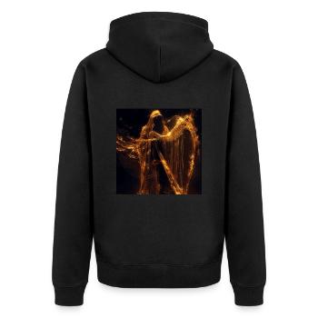 Harfe - Unisex Premium Bio Zip Hoodie - Schwarz - Hinten - Nico (187cm)