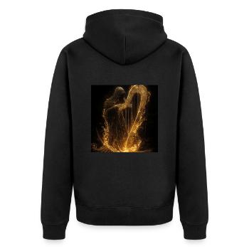 Harfe - Unisex Premium Bio Zip Hoodie - Schwarz - Hinten - Nico (187cm)