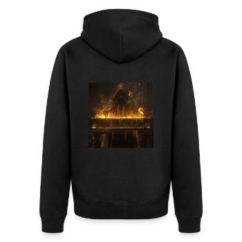 Klavier - Unisex Premium Bio Zip Hoodie - Schwarz - Hinten - Nico (187cm)