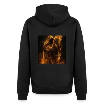 Harfe - Unisex Premium Bio Zip Hoodie - Schwarz - Hinten - Nico (187cm)