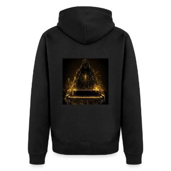 Klavier - Unisex Premium Bio Zip Hoodie - Schwarz - Hinten - Nico (187cm)