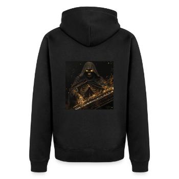 Klavier - Unisex Premium Bio Zip Hoodie - Schwarz - Hinten - Nico (187cm)