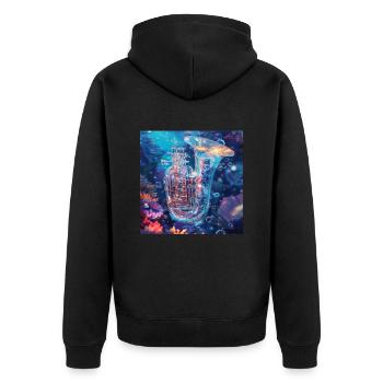 Tuba - Unisex Premium Bio Zip Hoodie - Schwarz - Hinten - Nico (187cm)