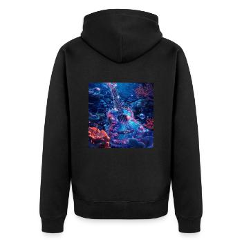 Ukulele - Unisex Premium Bio Zip Hoodie - Schwarz - Hinten - Nico (187cm)