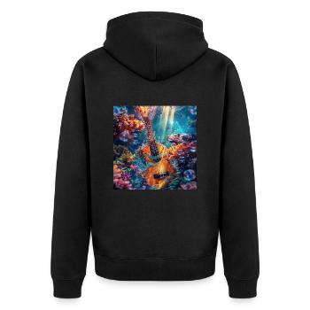Ukulele - Unisex Premium Bio Zip Hoodie - Schwarz - Hinten - Nico (187cm)