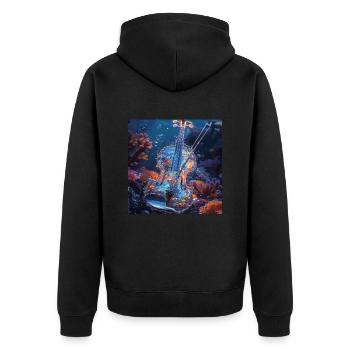 Violine - Unisex Premium Bio Zip Hoodie - Schwarz - Hinten - Nico (187cm)