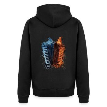 Akkordeon - Unisex Premium Bio Zip Hoodie - Schwarz - Hinten - Nico (187cm)