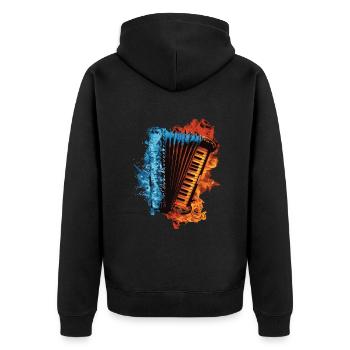 Akkordeon - Unisex Premium Bio Zip Hoodie - Schwarz - Hinten - Nico (187cm)
