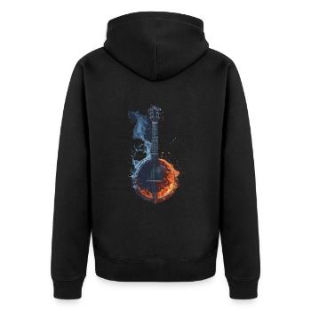 Banjo - Unisex Premium Bio Zip Hoodie - Schwarz - Hinten - Nico (187cm)