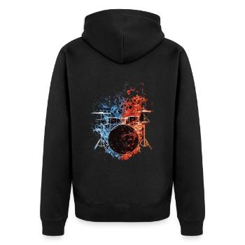 Schlagzeug - Unisex Premium Bio Zip Hoodie - Schwarz - Hinten - Nico (187cm)