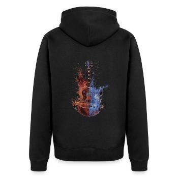 Gitarre - Unisex Premium Bio Zip Hoodie - Schwarz - Hinten - Nico (187cm)