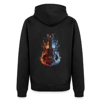 Gitarre - Unisex Premium Bio Zip Hoodie - Schwarz - Hinten - Nico (187cm)