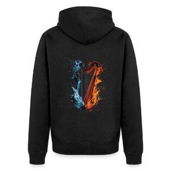 Harfe - Unisex Premium Bio Zip Hoodie - Schwarz - Hinten - Nico (187cm)
