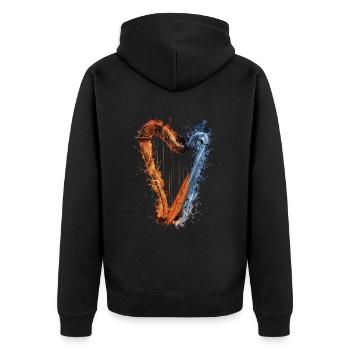 Harfe - Unisex Premium Bio Zip Hoodie - Schwarz - Hinten - Nico (187cm)