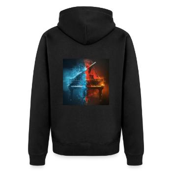 Klavier - Unisex Premium Bio Zip Hoodie - Schwarz - Hinten - Nico (187cm)