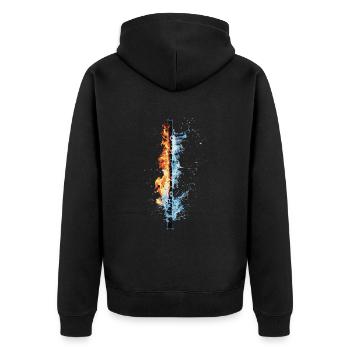 Querflöte - Unisex Premium Bio Zip Hoodie - Schwarz - Hinten - Nico (187cm)