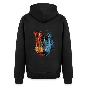Tuba - Unisex Premium Bio Zip Hoodie - Schwarz - Hinten - Nico (187cm)