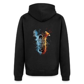 Tuba - Unisex Premium Bio Zip Hoodie - Schwarz - Hinten - Nico (187cm)