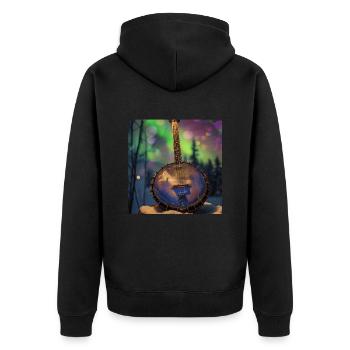 Banjo - Unisex Premium Bio Zip Hoodie - Schwarz - Hinten - Nico (187cm)