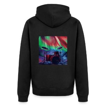 Schlagzeug - Unisex Premium Bio Zip Hoodie - Schwarz - Hinten - Nico (187cm)