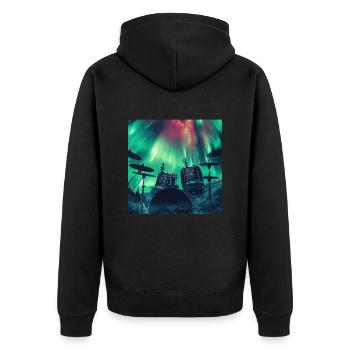Schlagzeug - Unisex Premium Bio Zip Hoodie - Schwarz - Hinten - Nico (187cm)