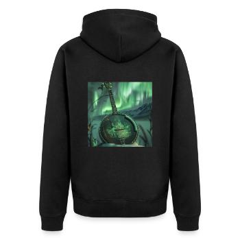 Banjo - Unisex Premium Bio Zip Hoodie - Schwarz - Hinten - Nico (187cm)