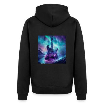 Gitarre - Unisex Premium Bio Zip Hoodie - Schwarz - Hinten - Nico (187cm)