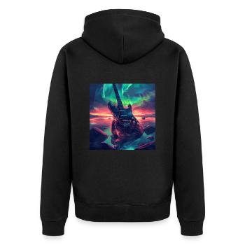 Gitarre - Unisex Premium Bio Zip Hoodie - Schwarz - Hinten - Nico (187cm)
